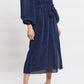 Louche Roza Lurex Jersey V Back Midi Dress - Navy