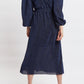 Louche Roza Lurex Jersey V Back Midi Dress - Navy