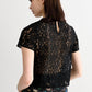 Rufaro Lace Trim Short Sleeve Blouse - Black