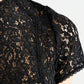 Rufaro Lace Trim Short Sleeve Blouse - Black