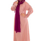Colour abaya with pleated sleeves and pearls - Scarf sold separately