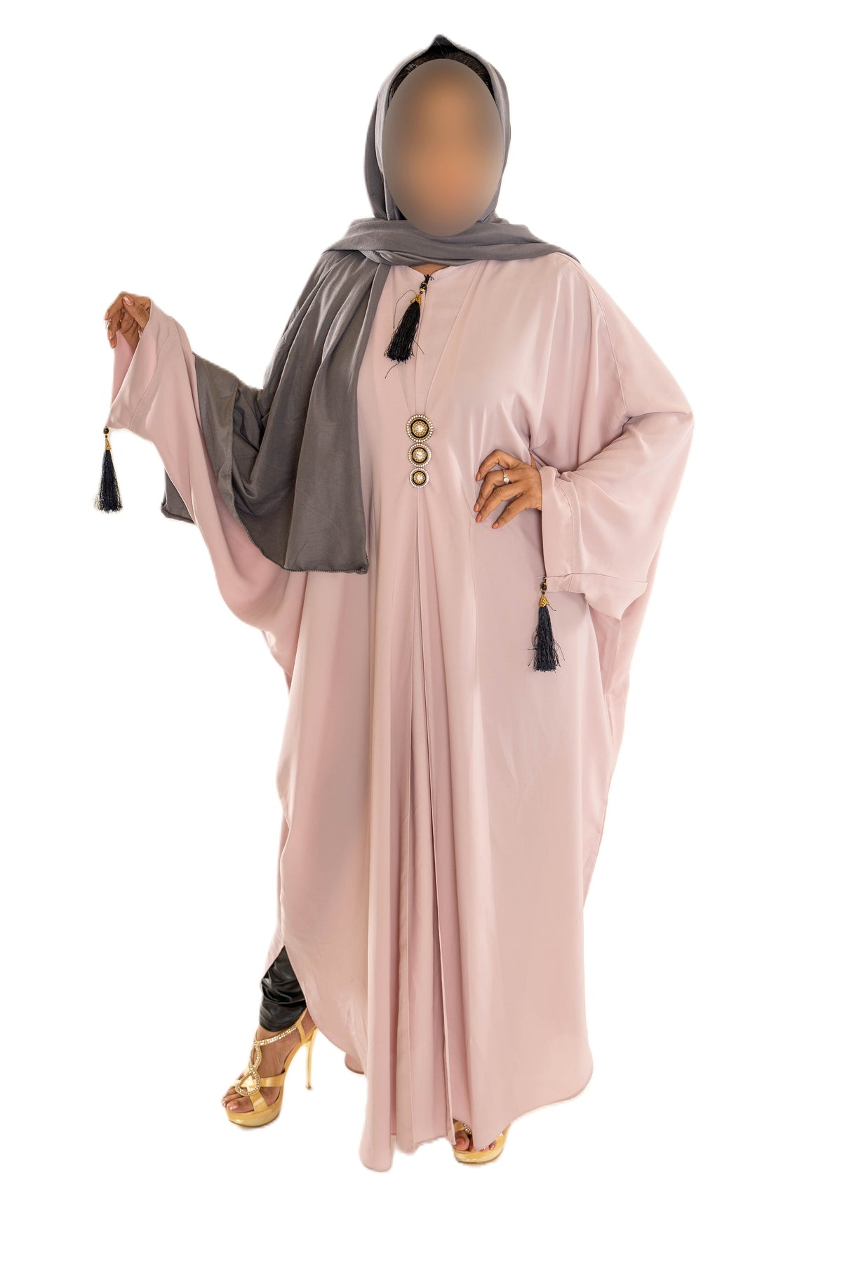 Colour Abaya with Brooch - High-Quality Fabric Elegant and Versatile Abaya for Any Occasion