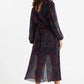 Louche Roza Plisse Foil Print V Back Midi Dress