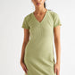 Sam Waffle Knit V-Neck Mini Dress - Pistachio