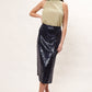 Louche Saro Sequin Midi Skirt - Navy