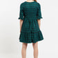 Sassa Winter Gingham Tiered Mini Dress in Green and Black