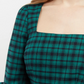 Sassa Winter Gingham Tiered Mini Dress in Green and Black