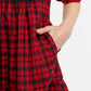 Sassa Winter Gingham Tiered Mini Dress in Red and Black