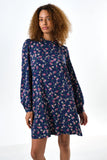Sola Naïve Posy Print Long Sleeve Mini Dress - Navy