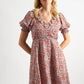 Solyne Strawberry Fields Print Frill V-Neck Mini Dress