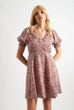 Solyne Strawberry Fields Print Frill V-Neck Mini Dress