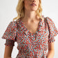 Solyne Strawberry Fields Print Frill V-Neck Mini Dress