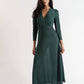 Sona Marl Faux Wrap Midi Dress in Green