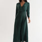 Sona Marl Faux Wrap Midi Dress in Green