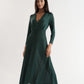 Sona Marl Faux Wrap Midi Dress in Green