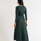 Sona Marl Faux Wrap Midi Dress in Green
