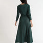 Sona Marl Faux Wrap Midi Dress in Green