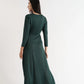 Sona Marl Faux Wrap Midi Dress in Green