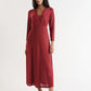 Sona Marl Faux Wrap Midi Dress in Red
