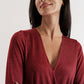 Sona Marl Faux Wrap Midi Dress in Red