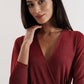 Sona Marl Faux Wrap Midi Dress in Red