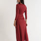 Sona Marl Faux Wrap Midi Dress in Red