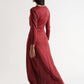 Sona Marl Faux Wrap Midi Dress in Red