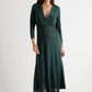 Sona Marl Faux Wrap Midi Dress in Green