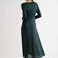 Sona Marl Faux Wrap Midi Dress in Green