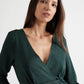 Sona Marl Faux Wrap Midi Dress in Green