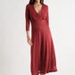 Sona Marl Faux Wrap Midi Dress in Red