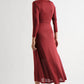 Sona Marl Faux Wrap Midi Dress in Red