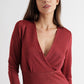 Sona Marl Faux Wrap Midi Dress in Red