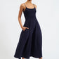 Soumia Jersey Bodice And Recycled Cotton Skirt Midaxi Dress - Navy