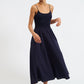 Soumia Jersey Bodice And Recycled Cotton Skirt Midaxi Dress - Navy