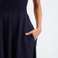 Soumia Jersey Bodice And Recycled Cotton Skirt Midaxi Dress - Navy