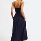 Soumia Jersey Bodice And Recycled Cotton Skirt Midaxi Dress - Navy