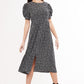Louche Stasia Night Flower Print Statement Sleeve Midi Dress