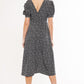 Louche Stasia Night Flower Print Statement Sleeve Midi Dress
