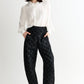Sutton Black Bow Jacquard Barrel Trousers