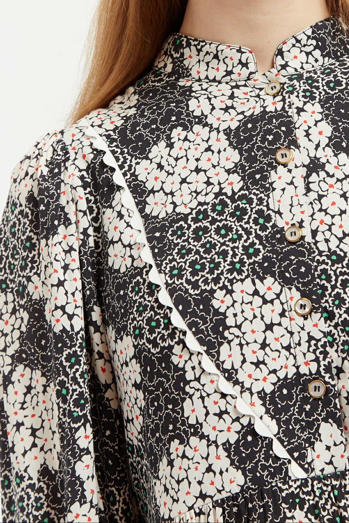 Suzanne Flower Patch Mini Dress Black/White