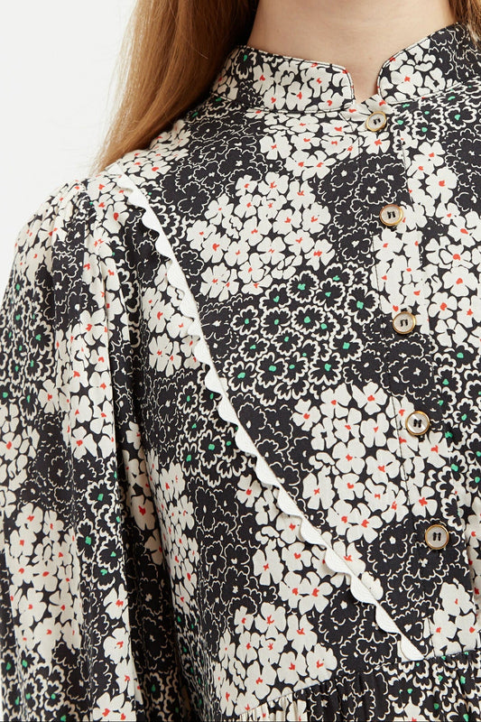 Suzanne Flower Patch Mini Dress Black/White