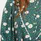 Louche Suzanne Roaring Daisy Print Long Sleeve Mini Dress - Green