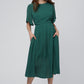 Safa Green Cut Out Back Midi Dress