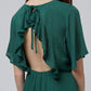 Safa Green Cut Out Back Midi Dress