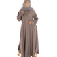 Colour abaya with pleated sleeves and pearls - Scarf sold separately