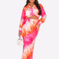 Satin Khaki & Cream Printed Maxi Skirt Co-ord Set