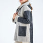 Gray Natural Shearling Sheepskin Hooded Jacket