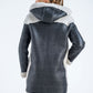 Gray Natural Shearling Sheepskin Hooded Jacket