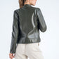Olive Genuine Cropped Leather Jacket